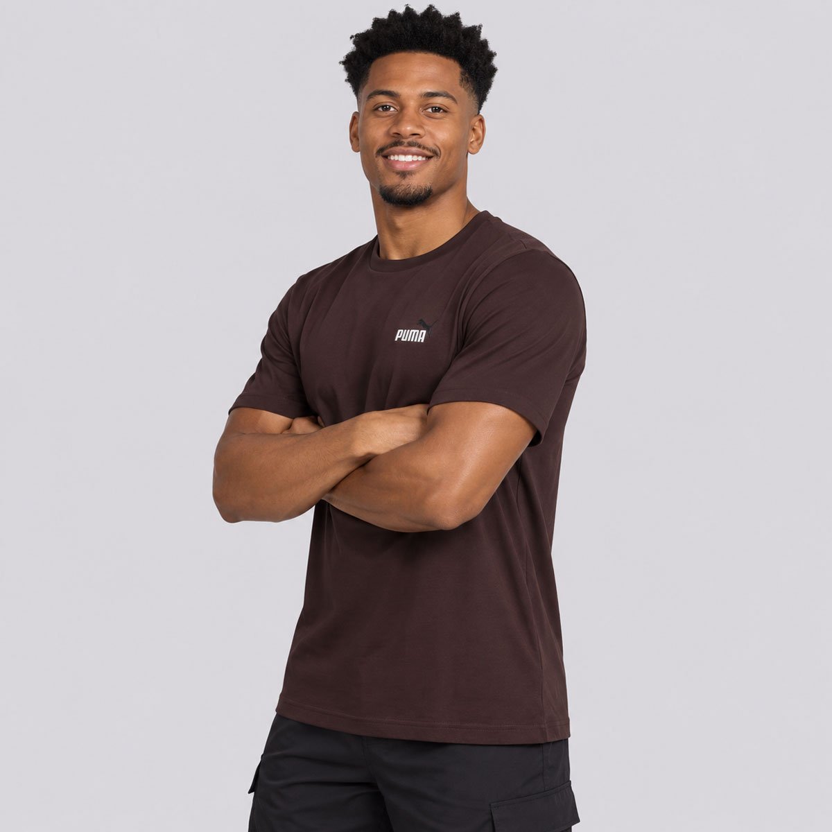 Camiseta Puma Ess 2 Color Small No.1 Logo Marrom Escuro Marrom 2
