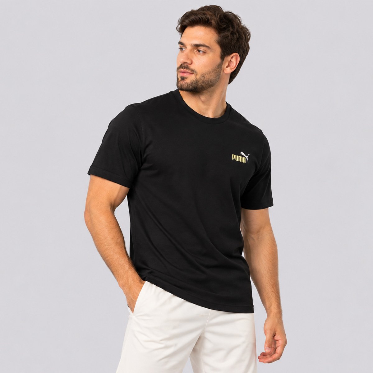 Camiseta Puma Ess 2 Color Small No.1 Logo Black Preto 3