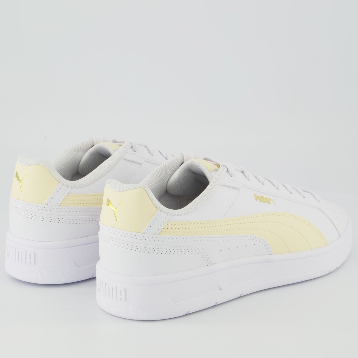 Tênis Puma Court Classic Feminino Branco e Amarelo Branco/Amarelo 3