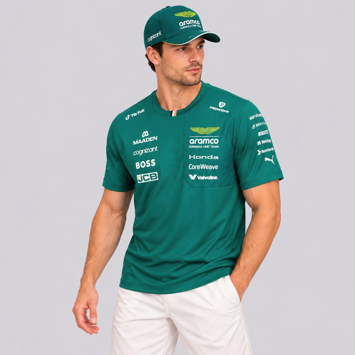 Camiseta Puma Aston Martin F1 Replica Tee Verde Verde 3
