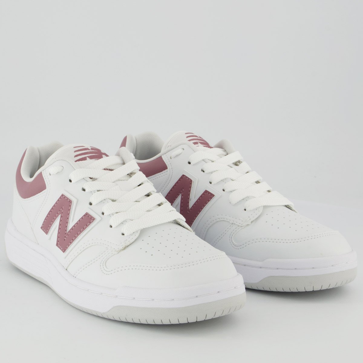 Tênis New Balance 480 Low Feminino Branco e Rosa Branco/Rosa 2