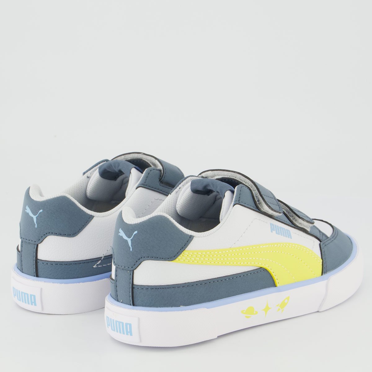 Tênis Puma Court Classic Vulc Kids Fun V Infantil Branco e Azul Branco/Azul 3