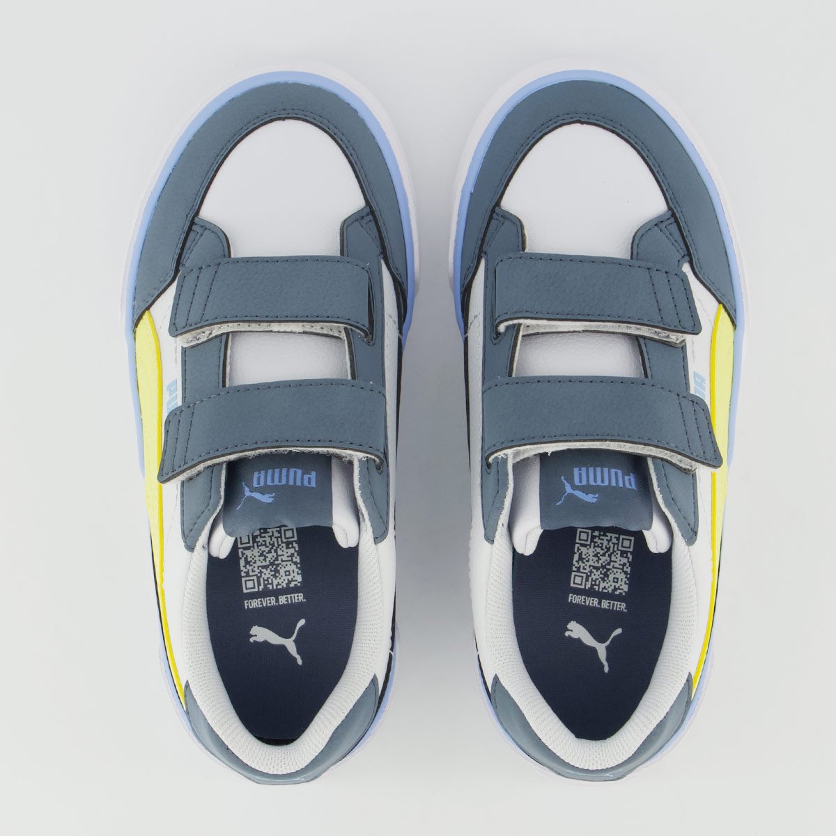 Tênis Puma Court Classic Vulc Kids Fun V Infantil Branco e Azul Branco/Azul 4