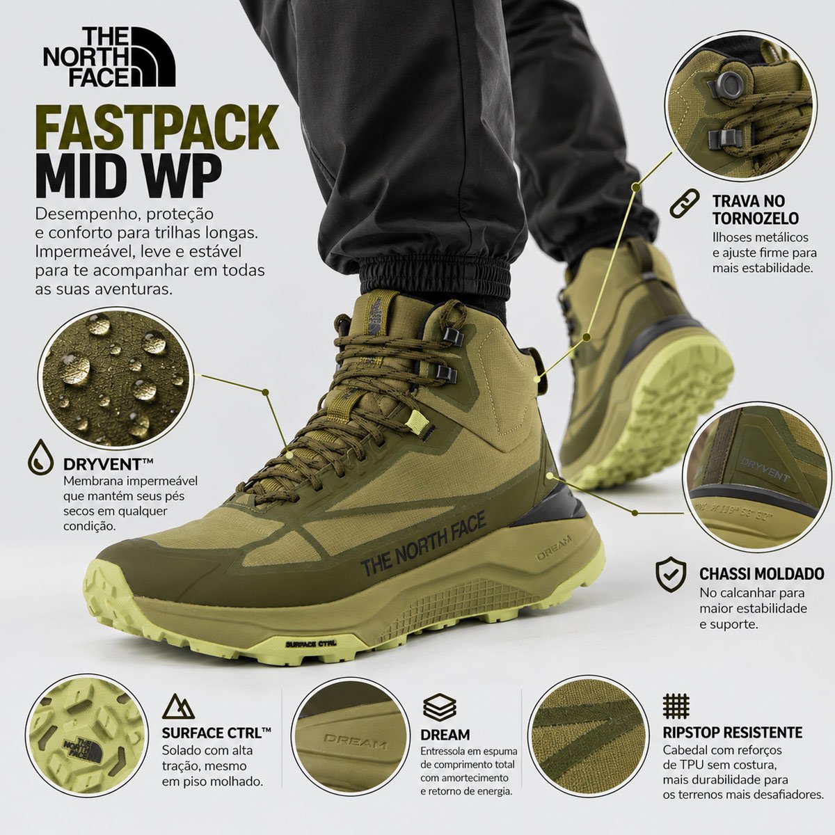 Bota The North Face Fastpack Mid WP Verde Verde 9
