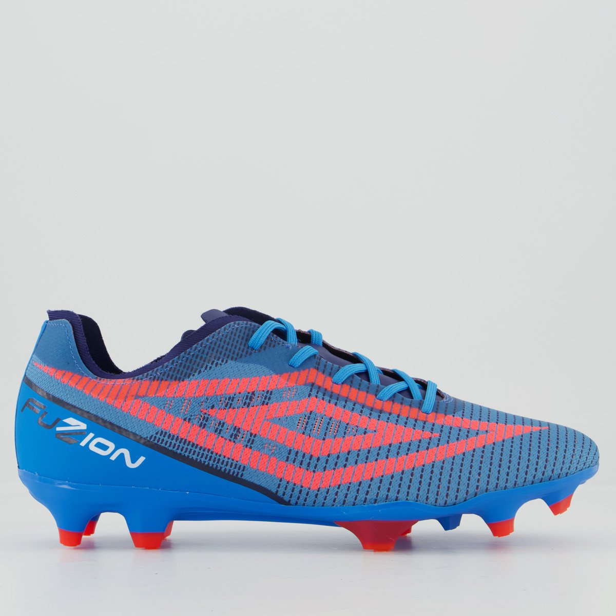 Chuteira Umbro Fuzion II Campo Azul e Rosa