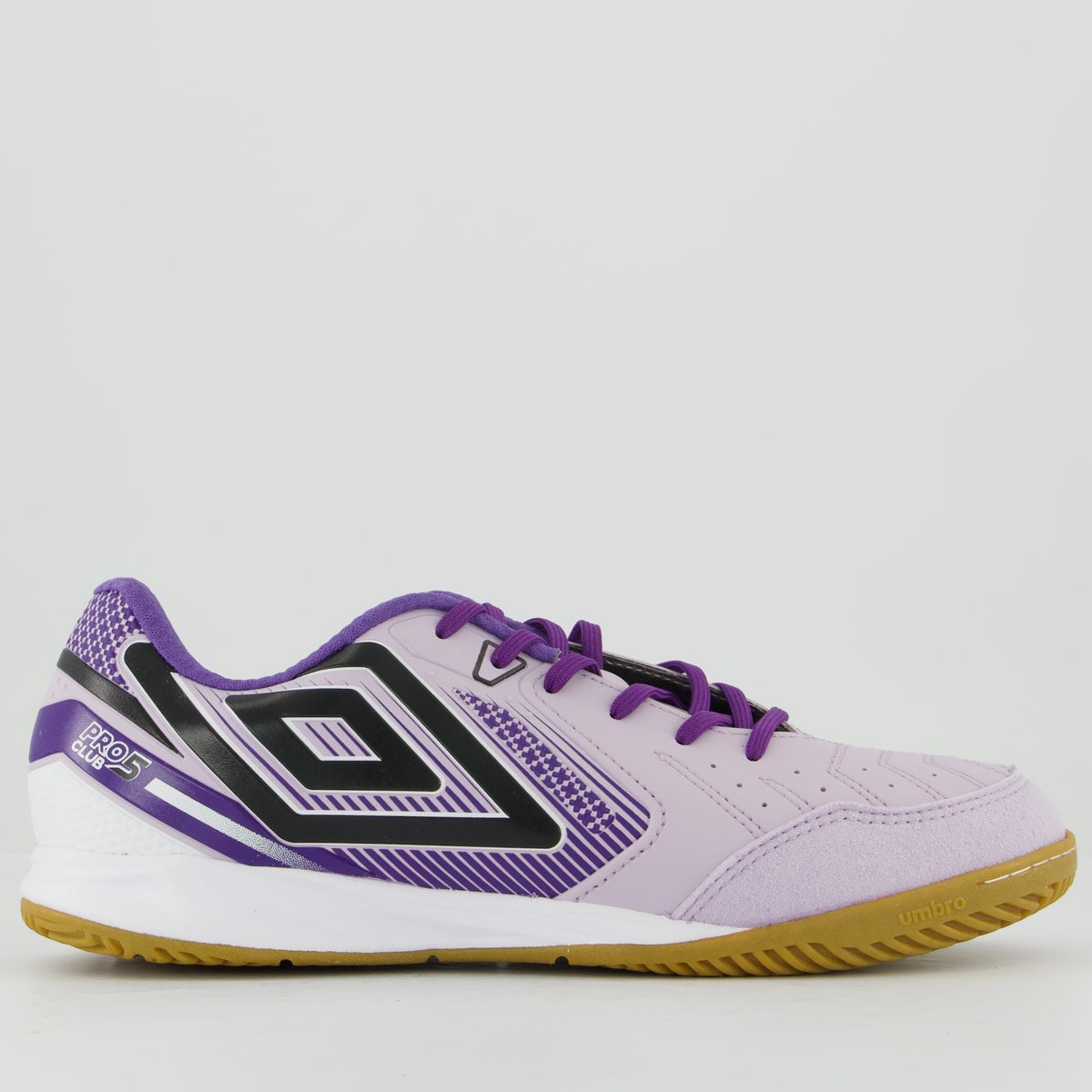 Chuteira Umbro Pro 5 Bump Club II Futsal Lilás e Preta