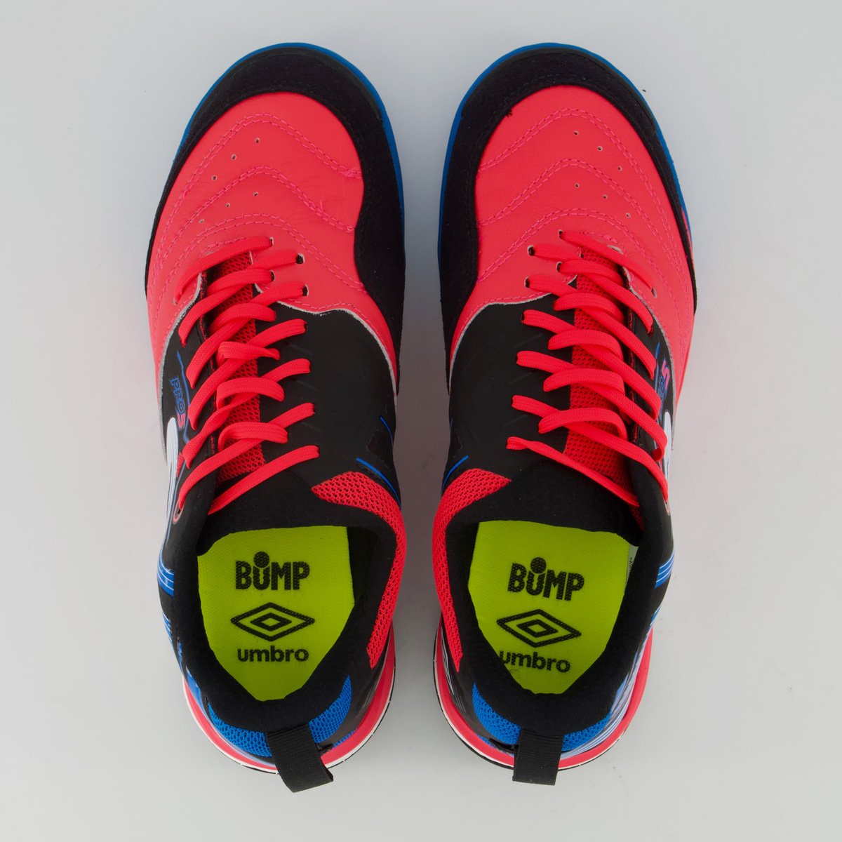 Chuteira Umbro Pro 5 Stable Futsal Rosa e Azul Rosa/Azul 4