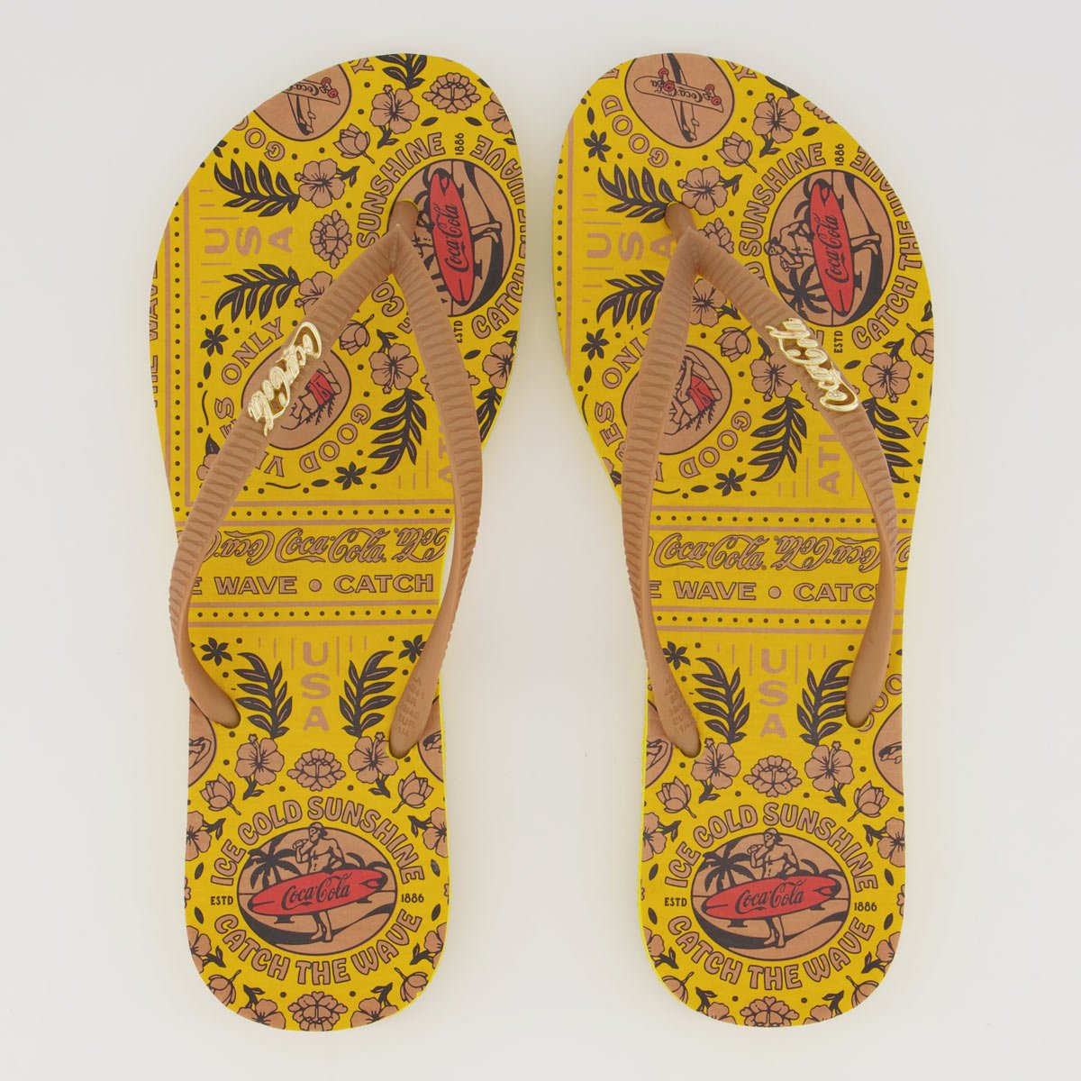 Chinelo Coca Cola Letnie Feminino Amarelo