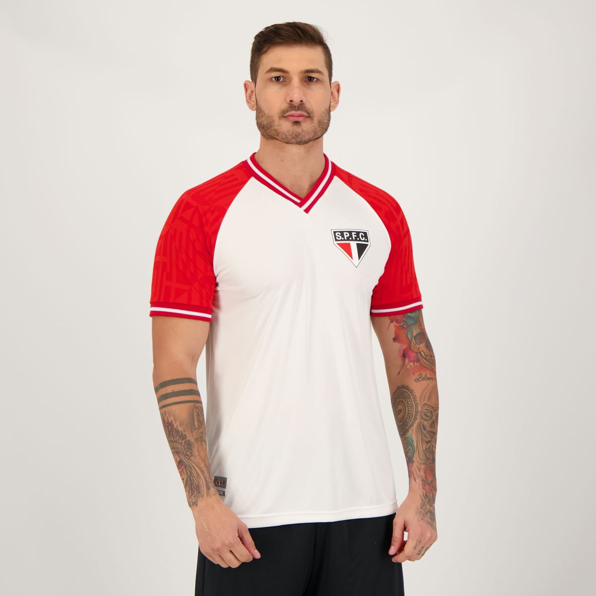 Camisa São Paulo Raglan Branca e Vermelha Branco 2