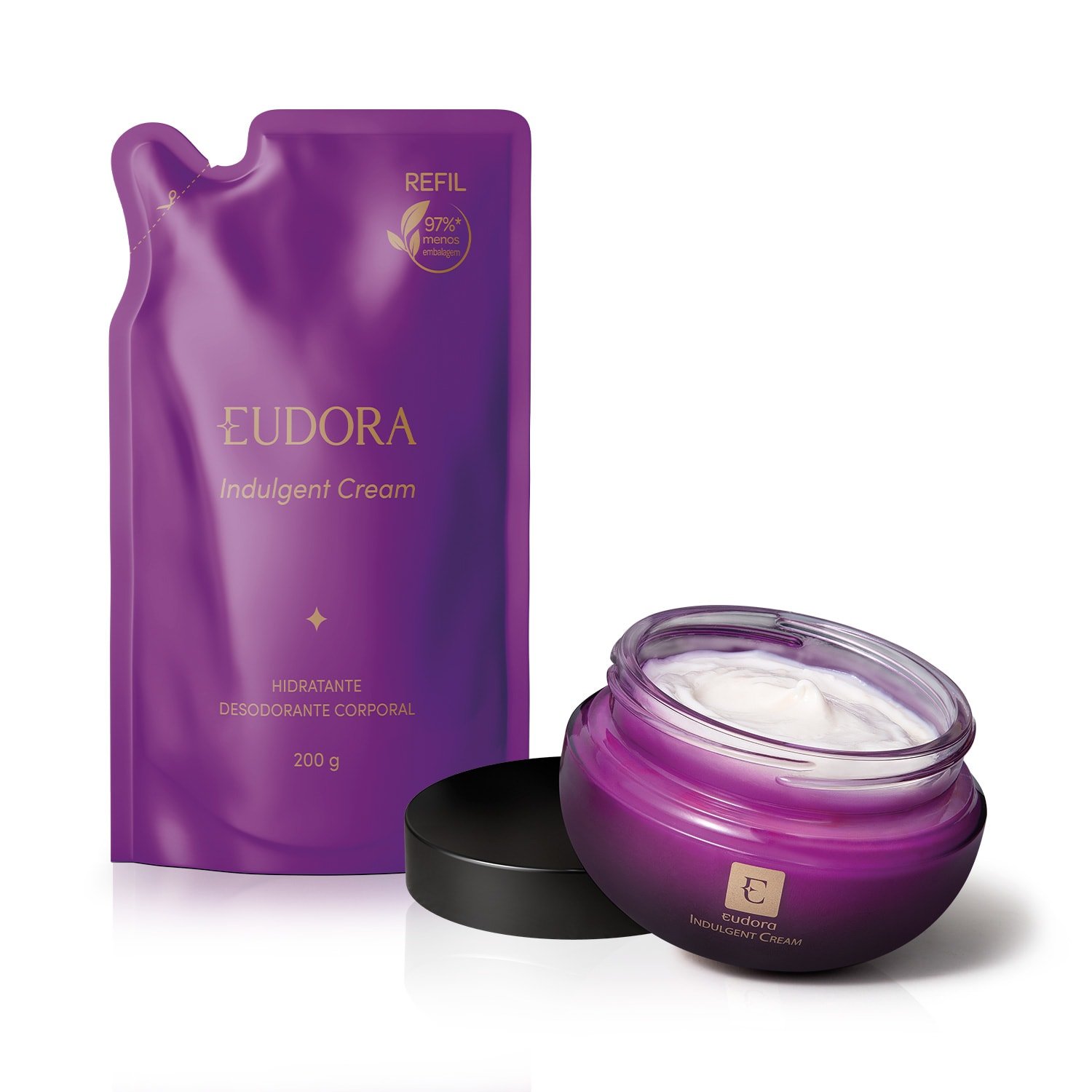 Eudora Kit Indulgent: Creme Hidratante Desodorante 250g + Refil 200g ÚNICO 1