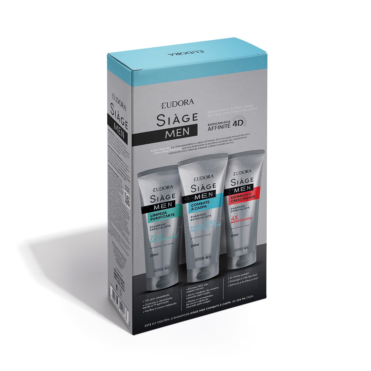 Eudora Siàge Men Kit Shampoo Combate à Caspa 250ml (2 itens) ÚNICO 3
