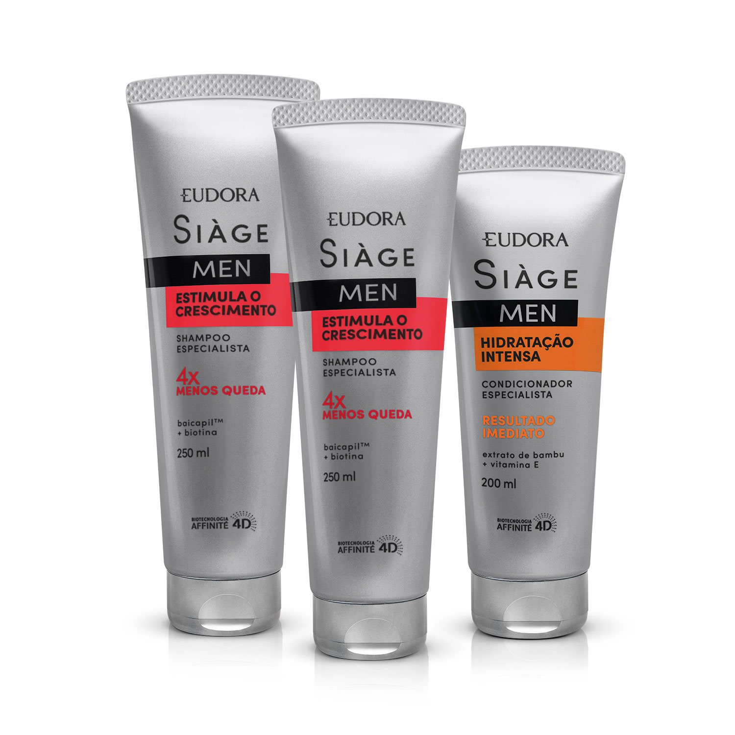 Combo Siàge Men: Shampoo Estimula o Crescimento 2x250ml + Condicionador 200ml ÚNICO 1