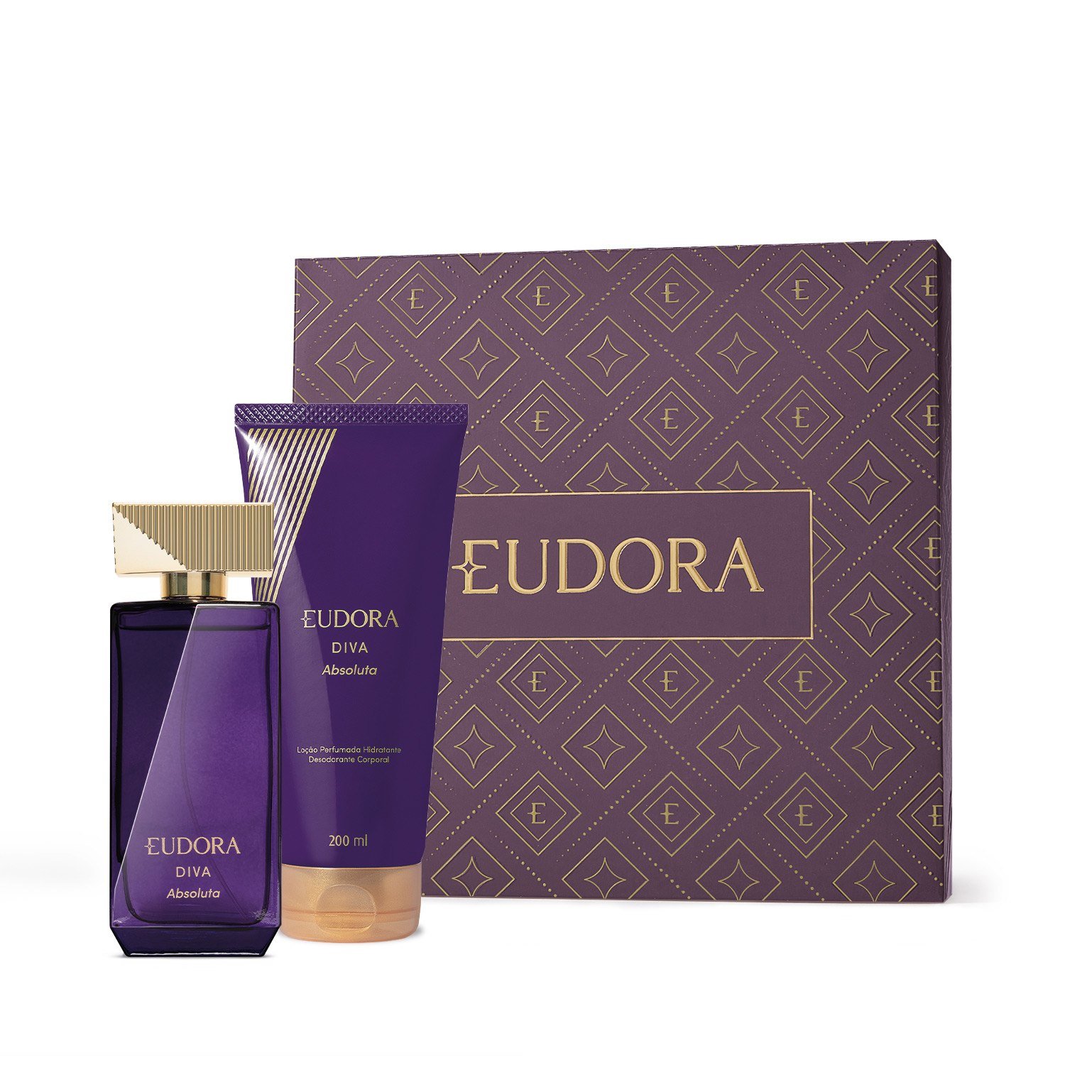 Combo Presente Dia das Mães Eudora Diva Absoluta: Desodorante Colônia 100ml + Loção Corporal 200ml + Caixa Presenteável ÚNICO 1