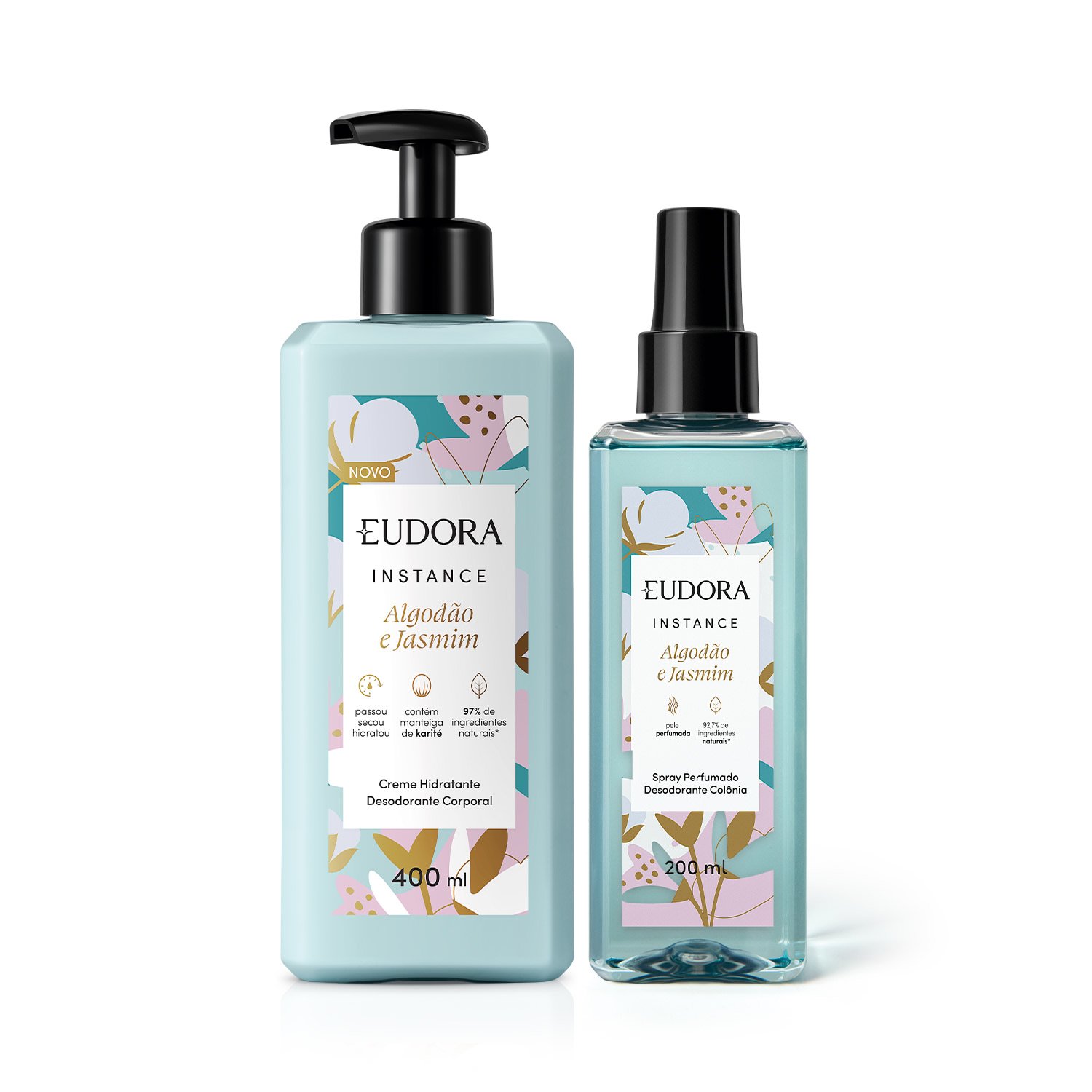 Combo Instance Algodão e Jasmim: Loção Corporal 400ml + Spray Corporal 200ml ÚNICO 1