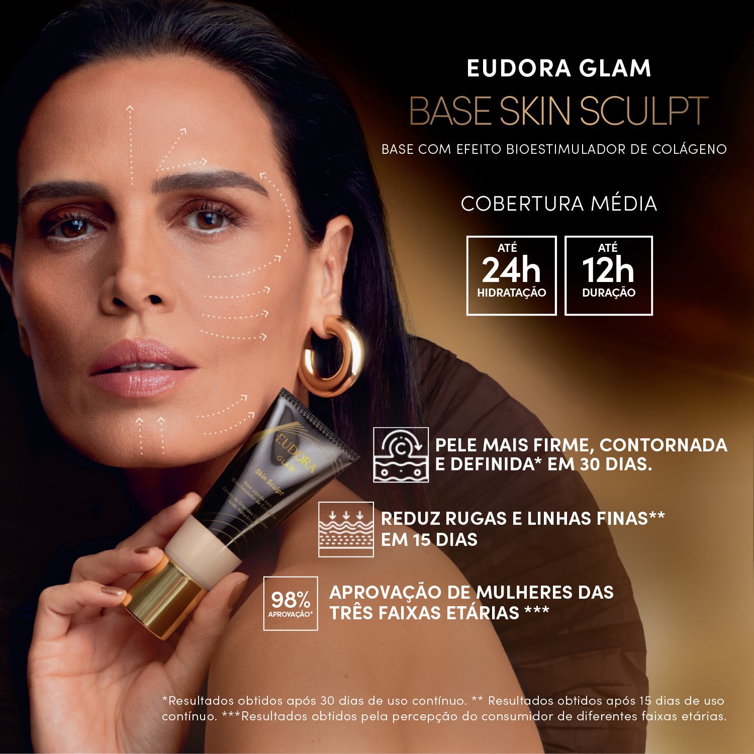 Eudora Glam Skin Sculpt Base Líquida Semi Matte Cor 10 30ml 30ml 2