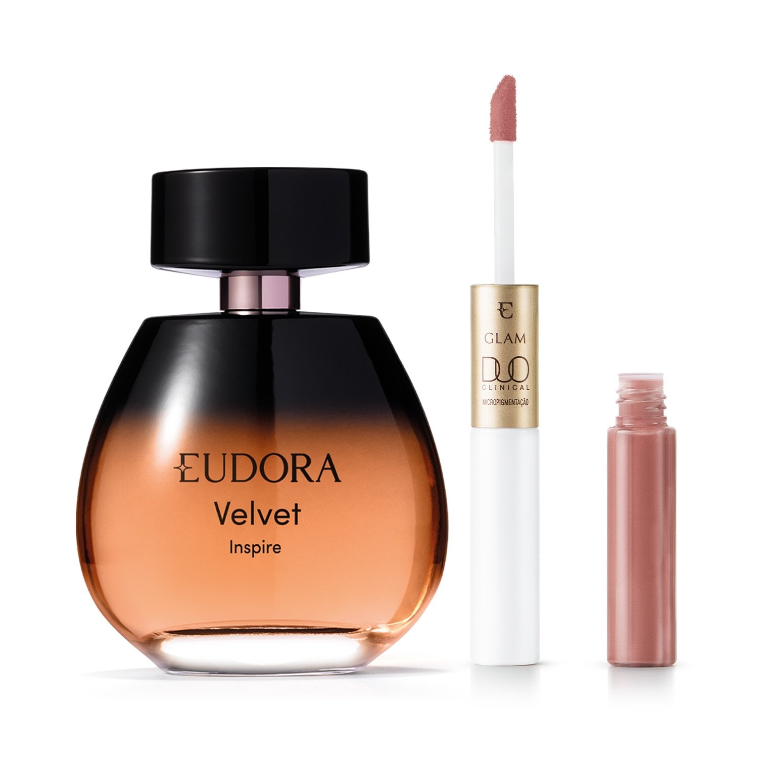Combo Velvet Inspire Desodorante Colônia 100ml + Batom Líquido Rosado Essencial Glam Duo Clinical 3,5g ÚNICO 1