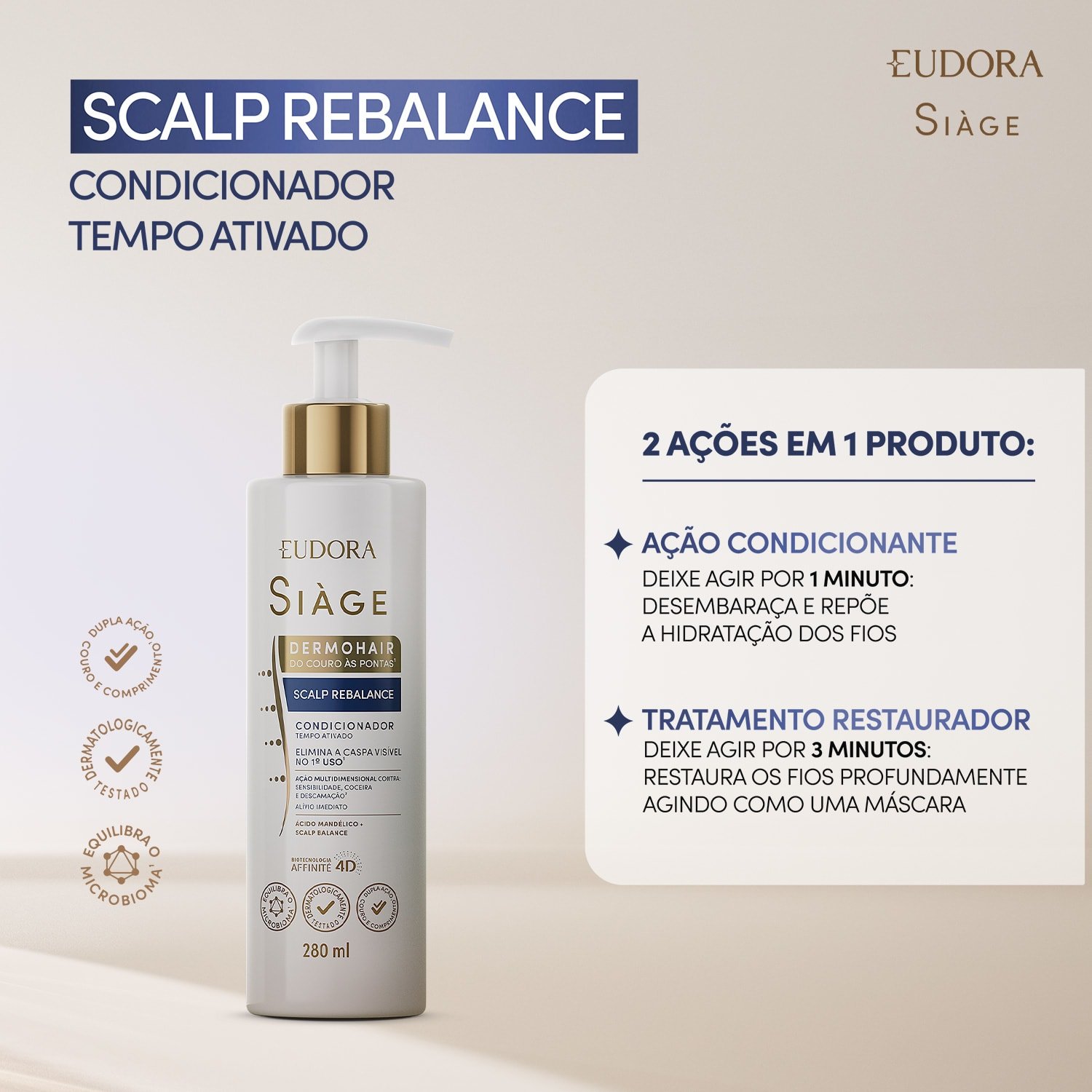 Combo Siàge Scalp Rebalance: Shampoo 300ml + Condicionador 280ml ÚNICO 3