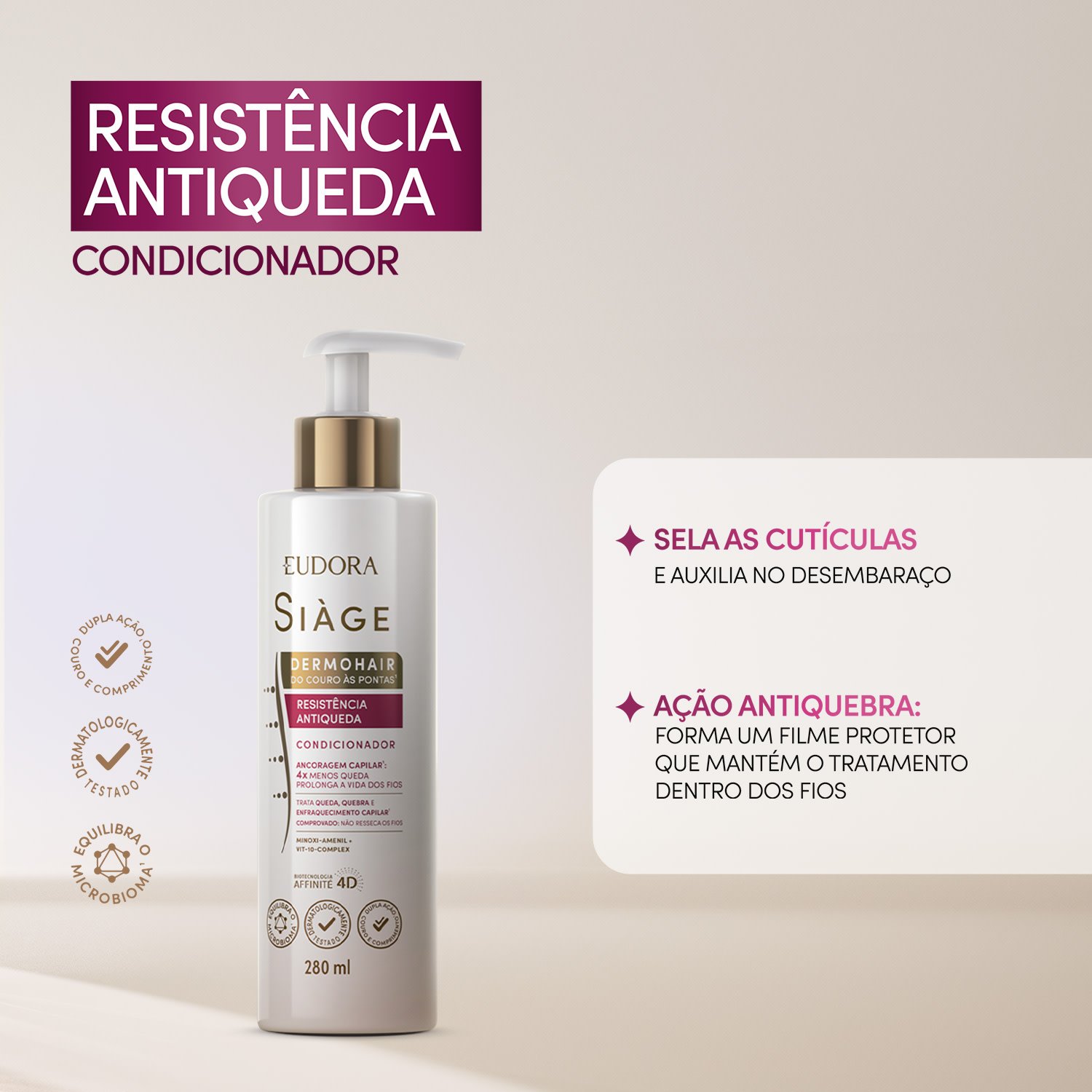 Combo Siàge Antiqueda: Shampoo 300ml + Condicionador 280ml ÚNICO 3