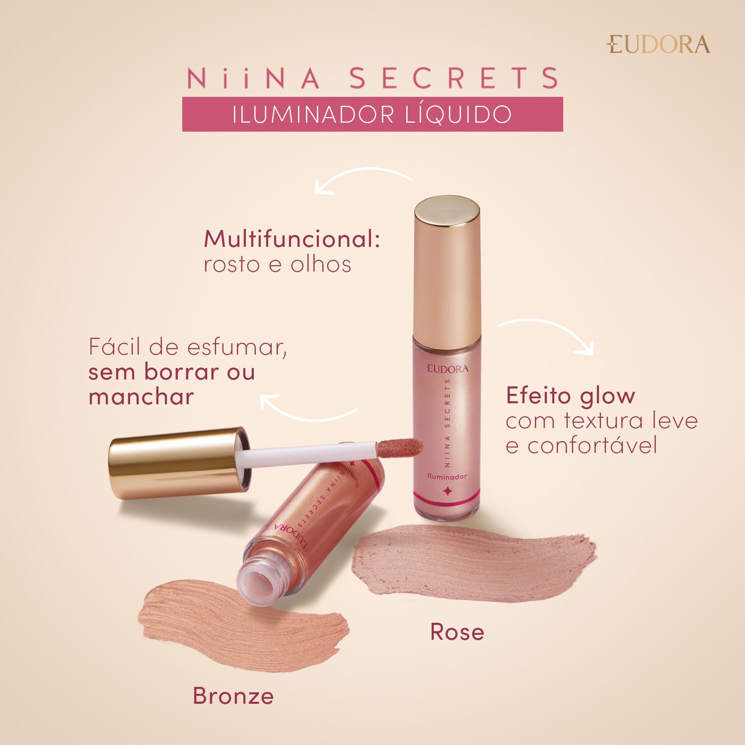 Niina Secrets Luminous Iluminador Líquido Rosé 10ml 10ml 6