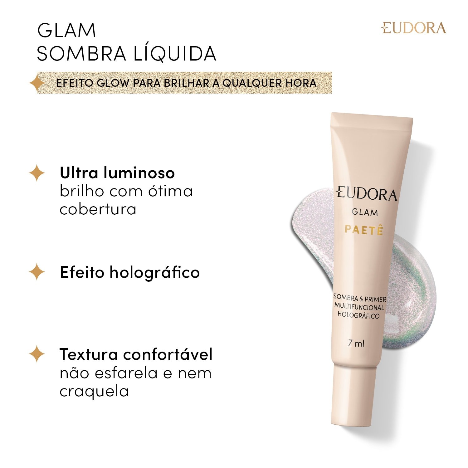 Eudora Sombra & Primer Holográfico Glam Paetê 7ml 7ml 4