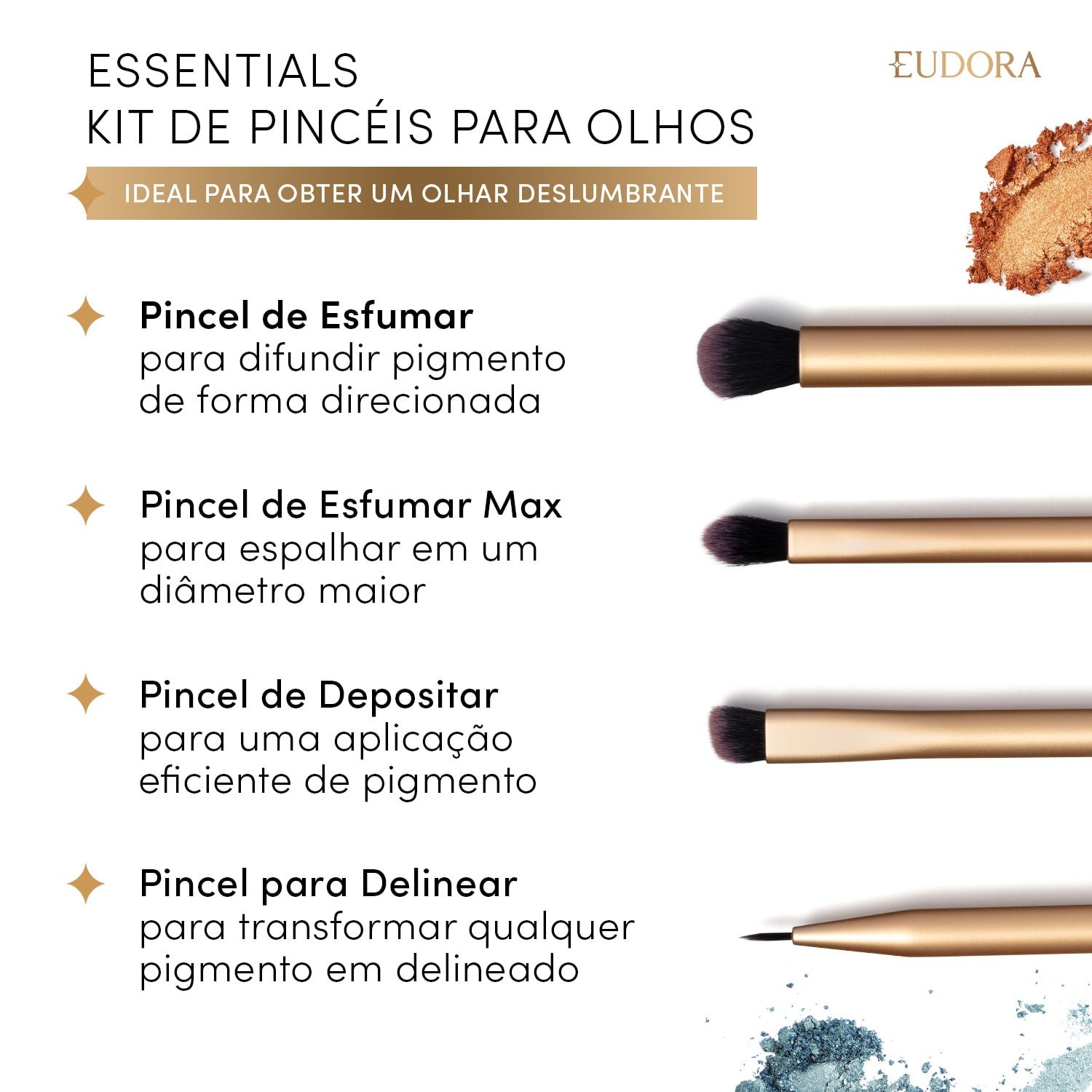 Eudora Essentials Kit de Pincéis para Olhos ÚNICO 2
