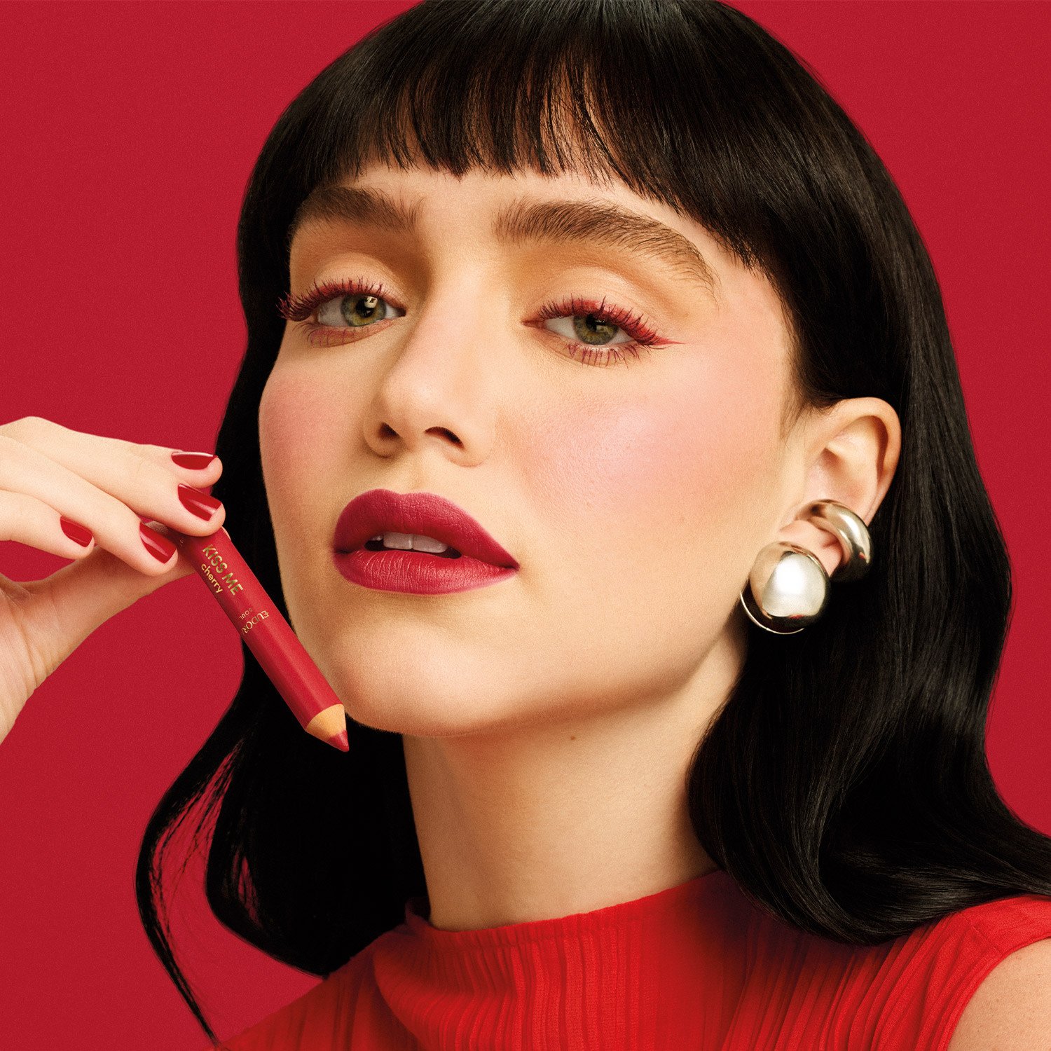 Lápis Multifuncional Vermelho Kiss Me Cherry 3 em 1 1,2g 1,2g 5