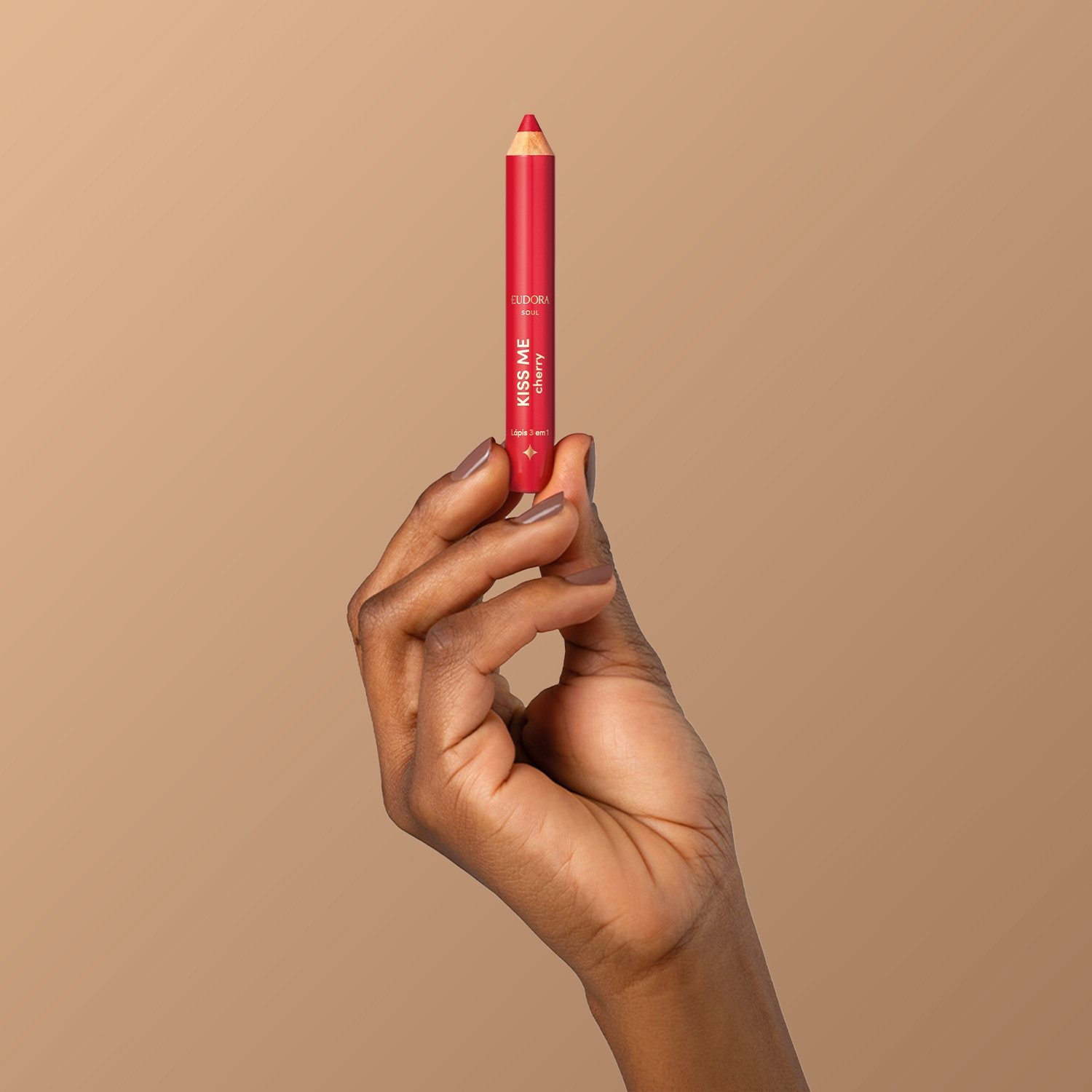 Lápis Multifuncional Vermelho Kiss Me Cherry 3 em 1 1,2g 1,2g 6