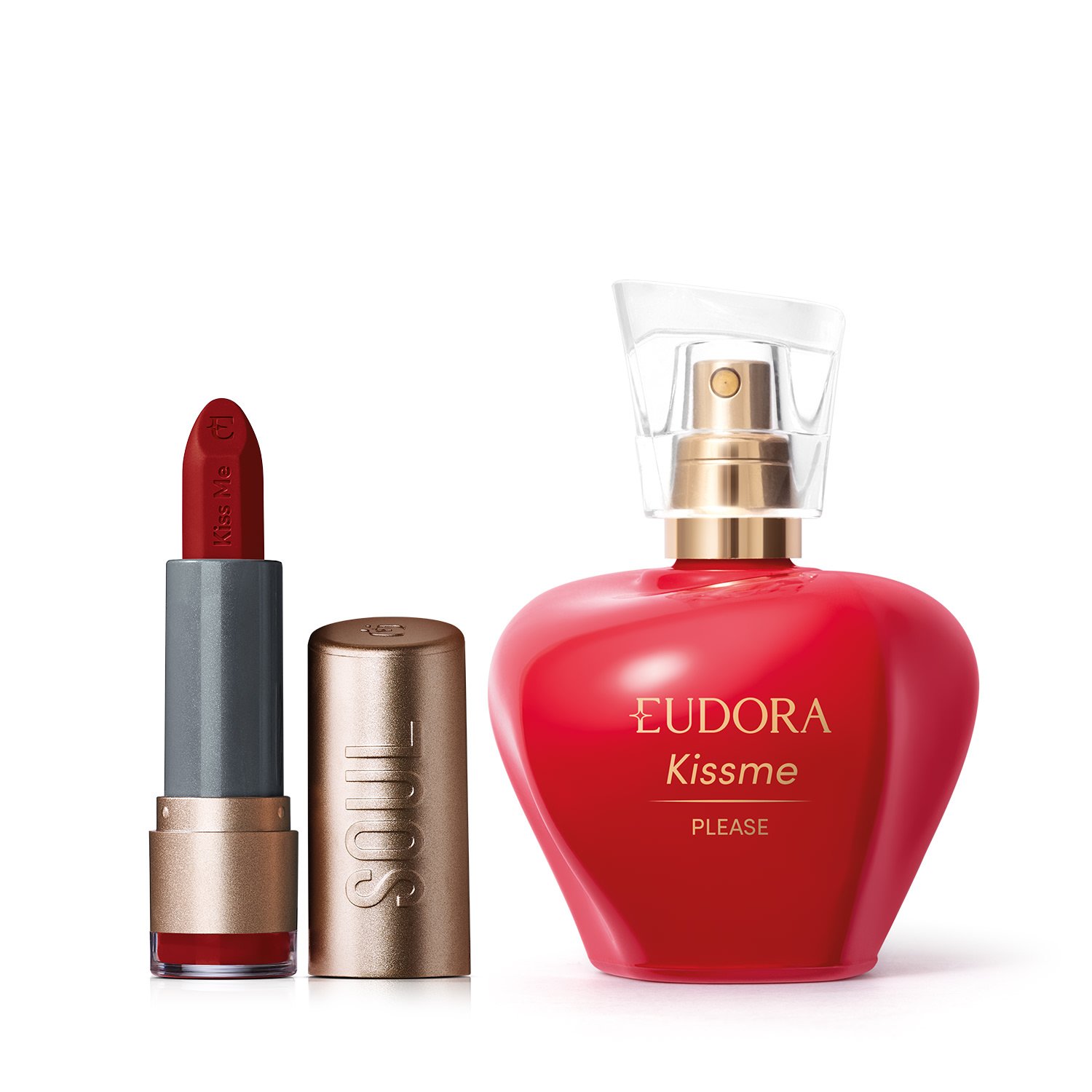 Combo Kiss Me Please Desodorante Colônia 50ml + Batom Matte Vermelho Paparazzi 3,7g ÚNICO 1