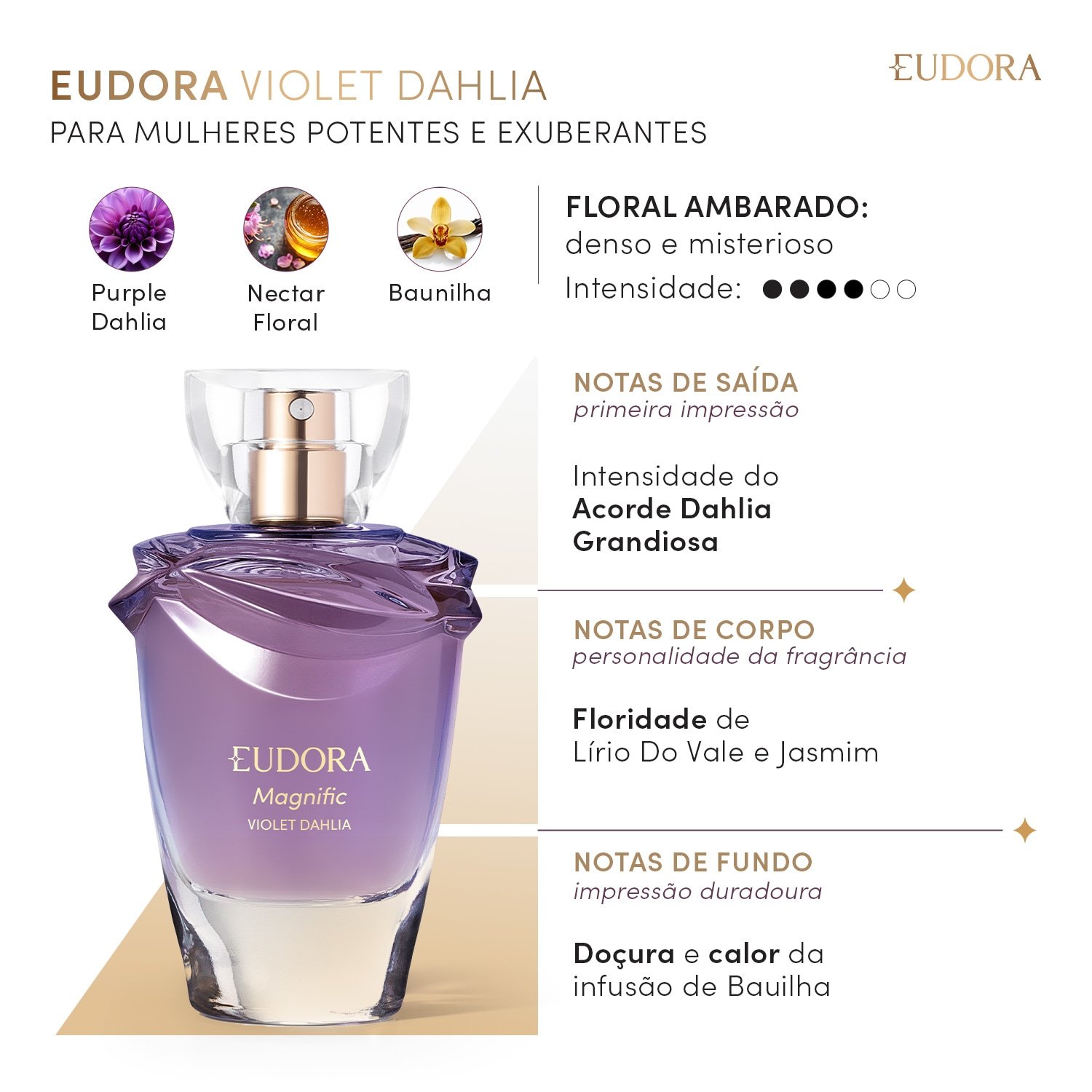 Eudora Magnific Desodorante Colônia Violet Dahlia 75ml 75ml 2