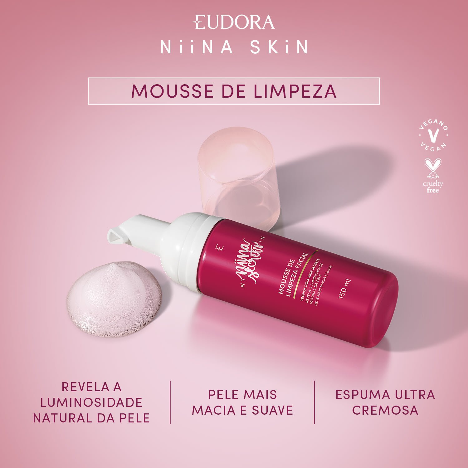 Eudora Niina Secrets Mousse de Limpeza Facial 150ml 150ml 2