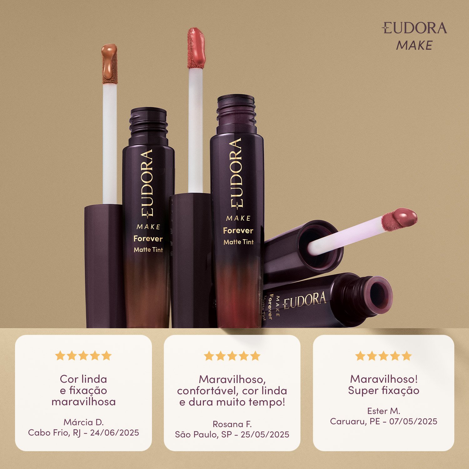 Eudora Make Forever Batom Líquido Vinho Sublime Matte Tint 4ml Vinho 4