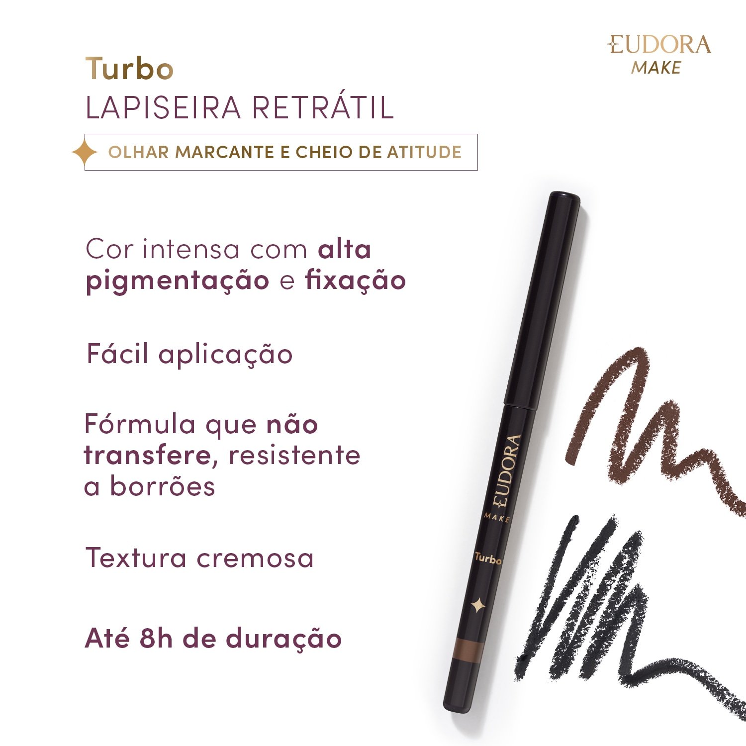 Eudora Make o Lapiseira Retrátil para Olhos Preta 300mg Preto 2