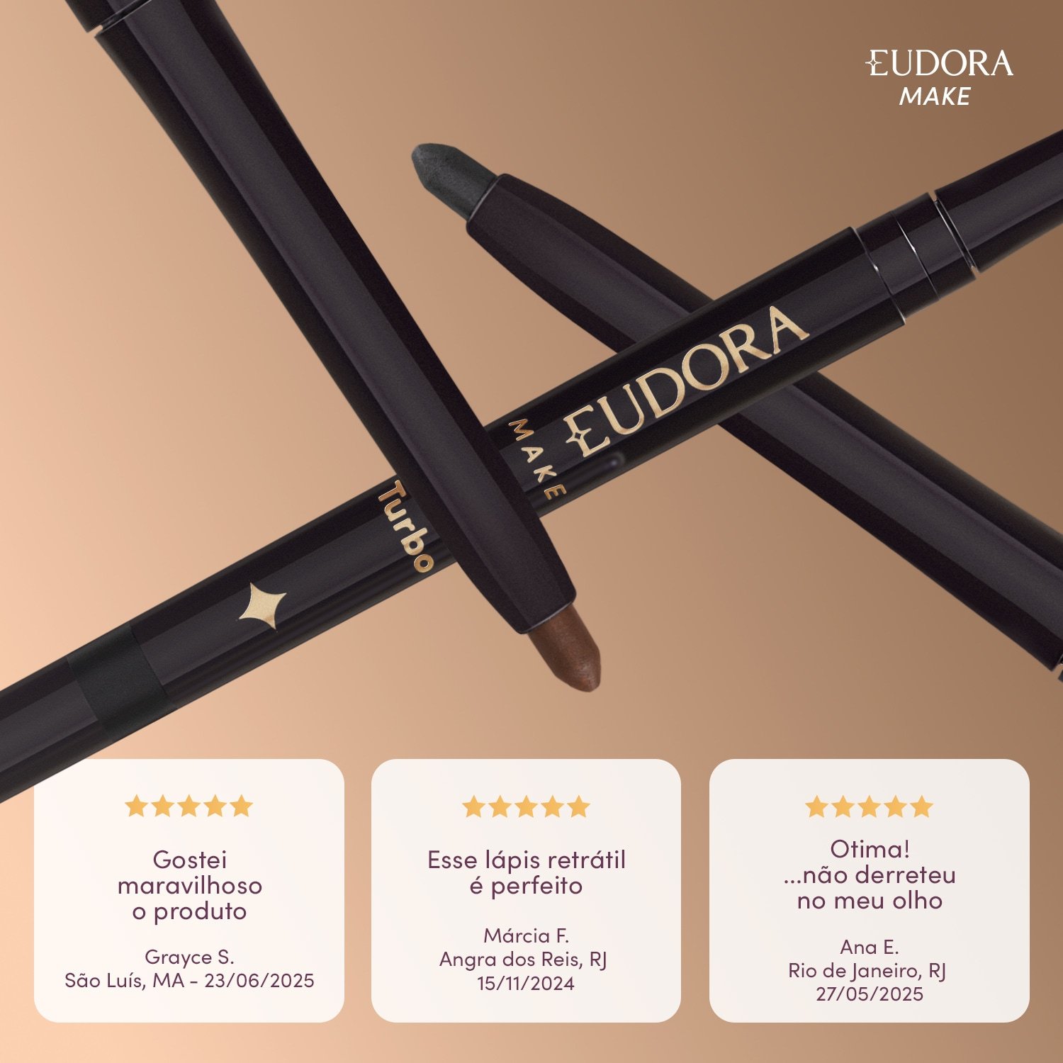 Eudora Make o Lapiseira Retrátil para Olhos Preta 300mg Preto 4