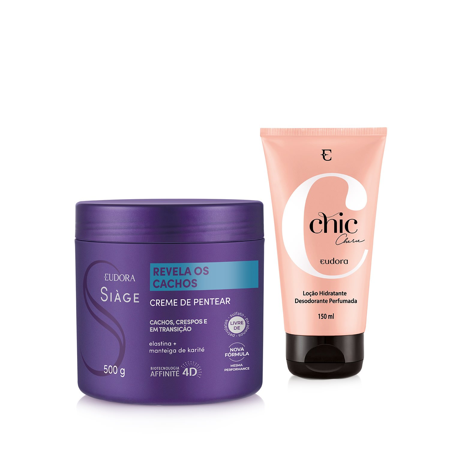 Combo Siàge Revela Os Cachos Creme Para Pentear 500g + Chic Chérie Loção Corporal 150ml