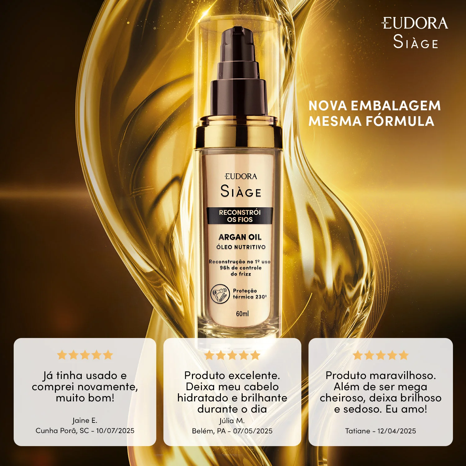 Eudora Siàge Argan Oil Reconstrói os Fios 60ml 60ml 3