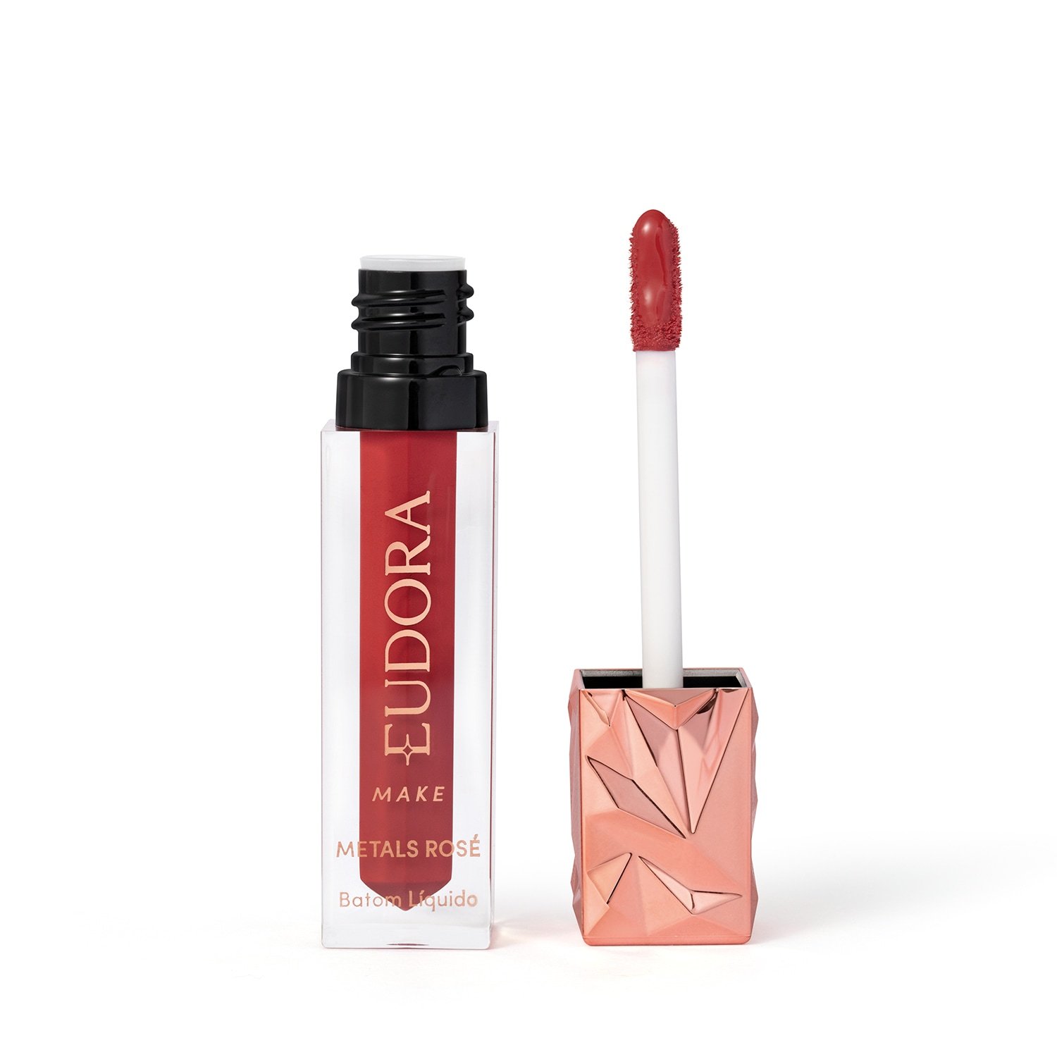 Eudora Make Batom Líquido Cremoso Metals Rosé Terracota Exclusivo 2,5ml