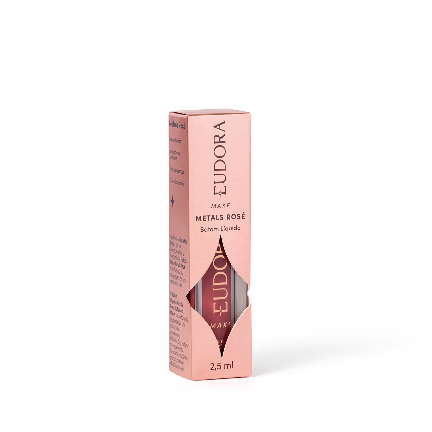 Eudora Make Batom Líquido Cremoso Metals Rosé Terracota Exclusivo 2,5ml Rosé Terracota 7