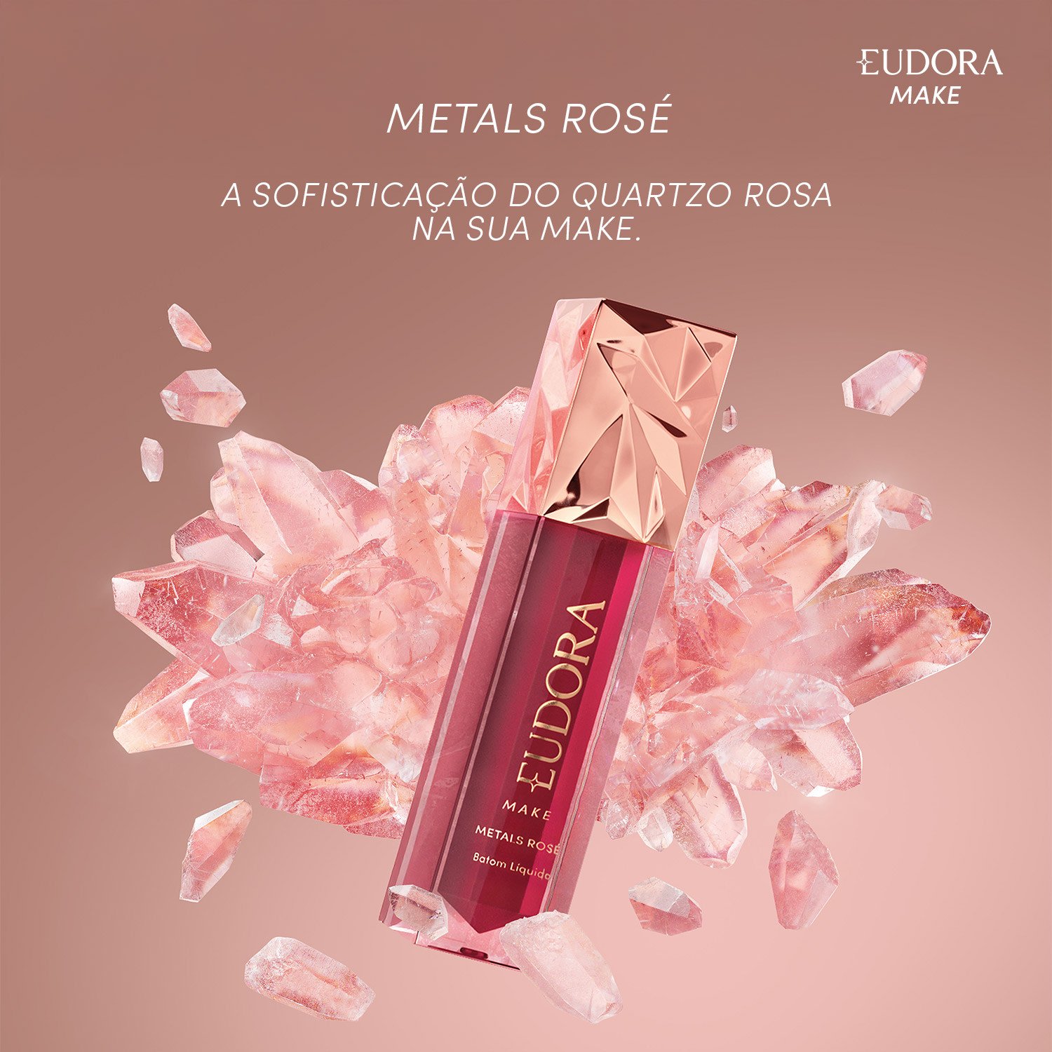 Batom Líquido Cremoso Metals Rosé Malva Refinado Eudora Make 2,5ml Malva Refinado 2