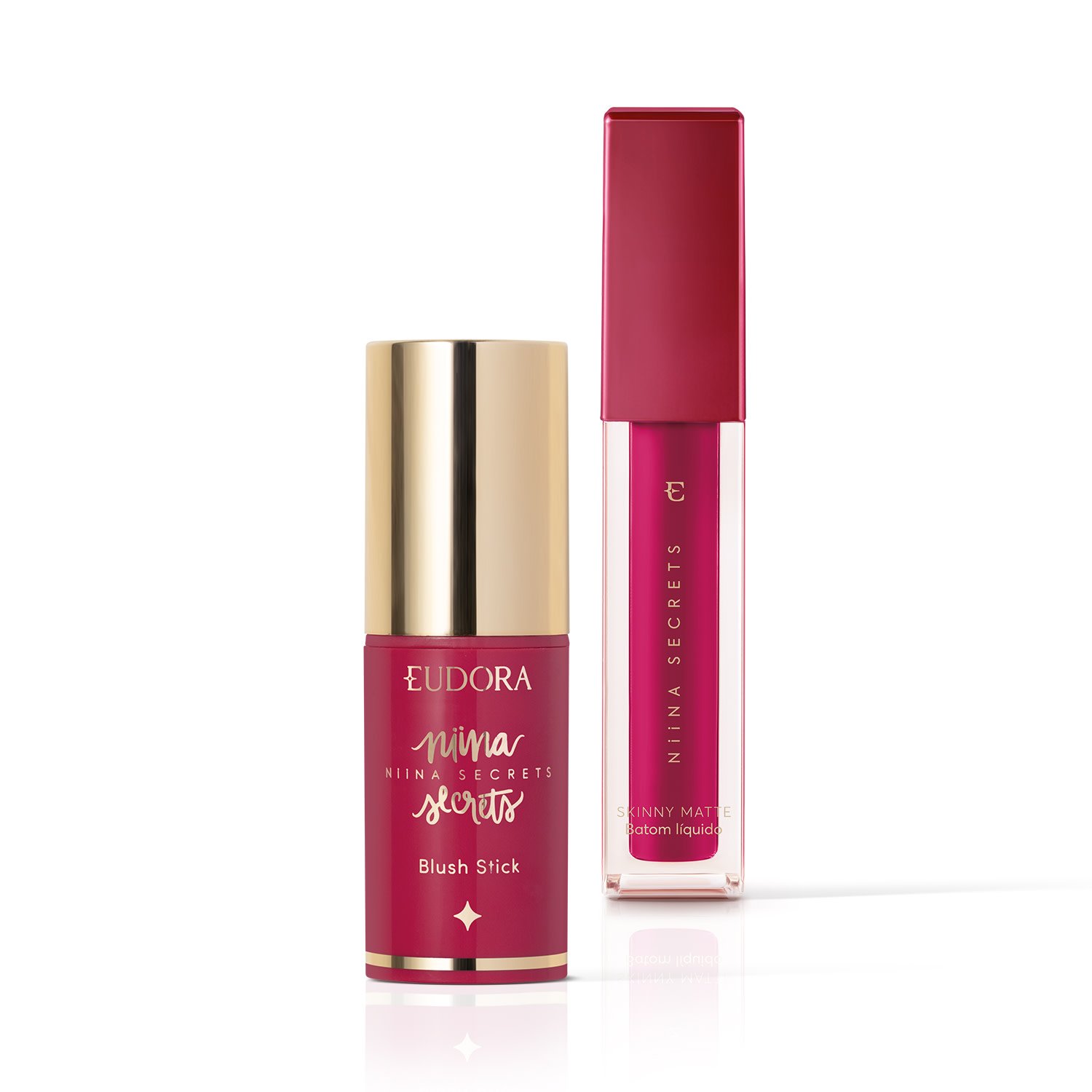 Combo Niina Secrets: Blush Stick Daily Rosa 5g + Batom Líquido Pink Peônia Skinny Matte 5ml ÚNICO 1