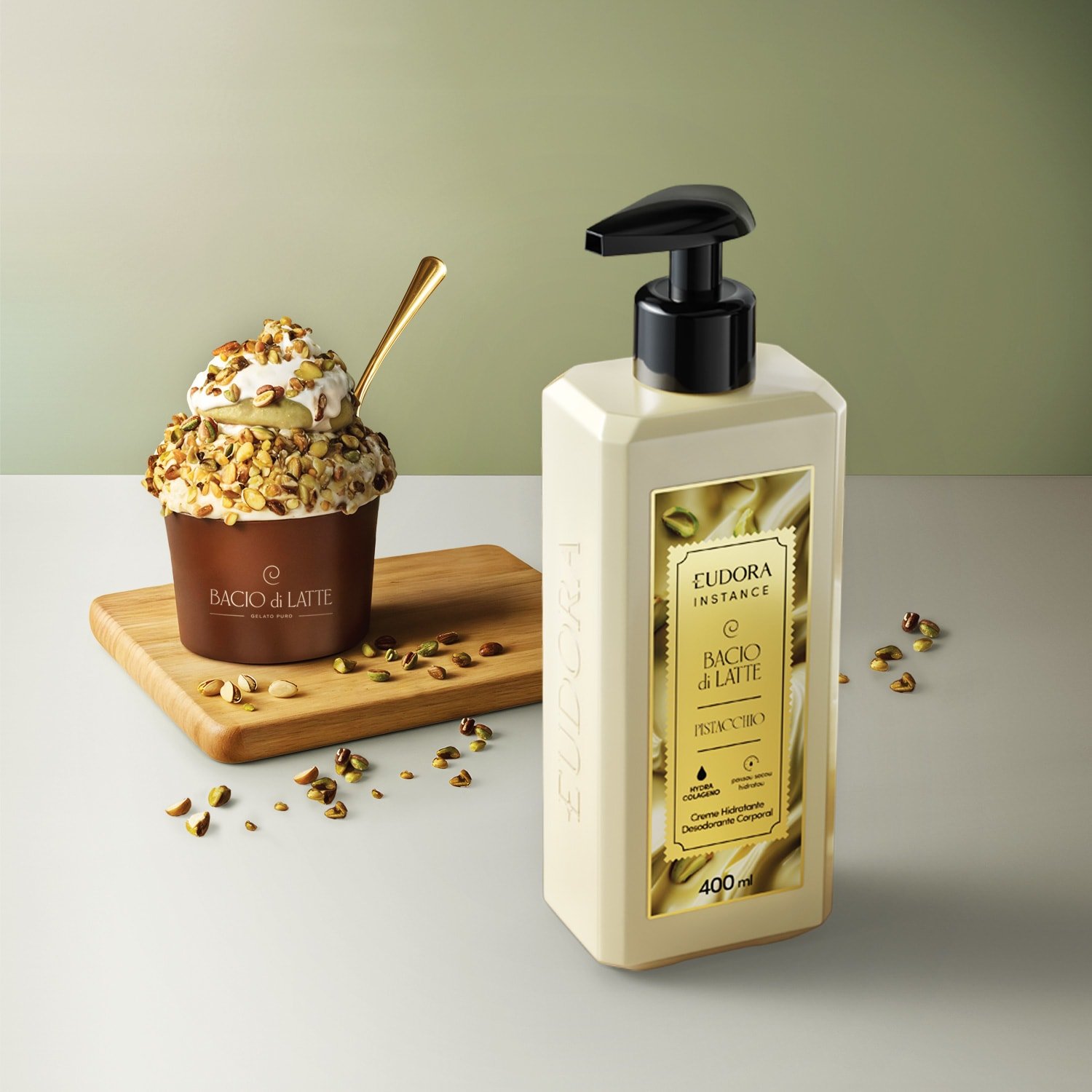 Eudora Instance Creme Hidratante Corporal Pistacchio 400ml 400ml 4