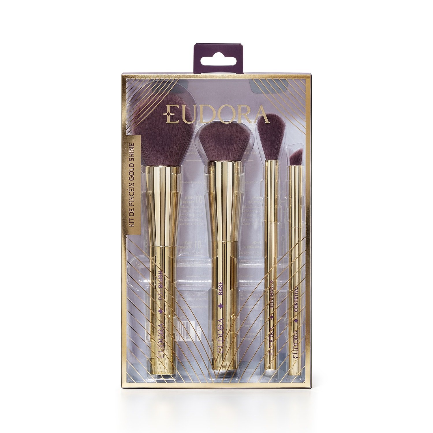 Kit de Pincéis para Maquiagem Festa Gold Shine ÚNICO 3