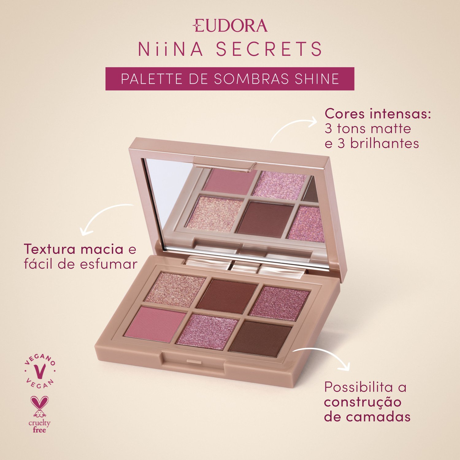 Eudora Niina Secrets Paleta de Cores para os Olhos Shine 5,4g 5,4g 2