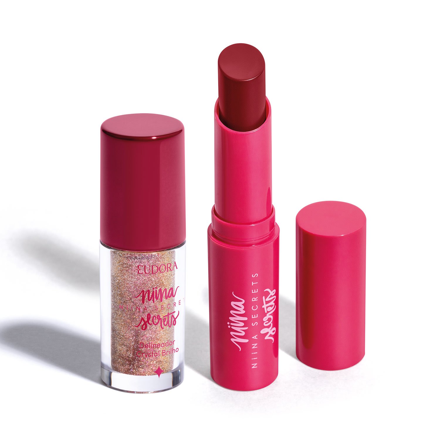 Combo Niina Secrets: Delineador Crystal Brilho Rose Gold 3g + Hidra Balm Rosa 3,2g