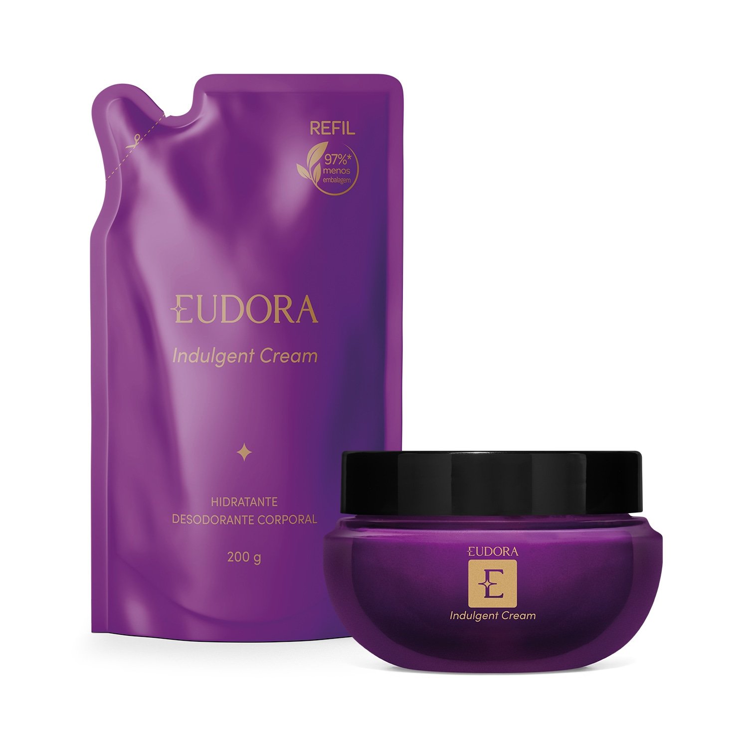 Combo Eudora Indulgent: Creme Desodorante Hidratante Corporal 250g + Refil 200g
