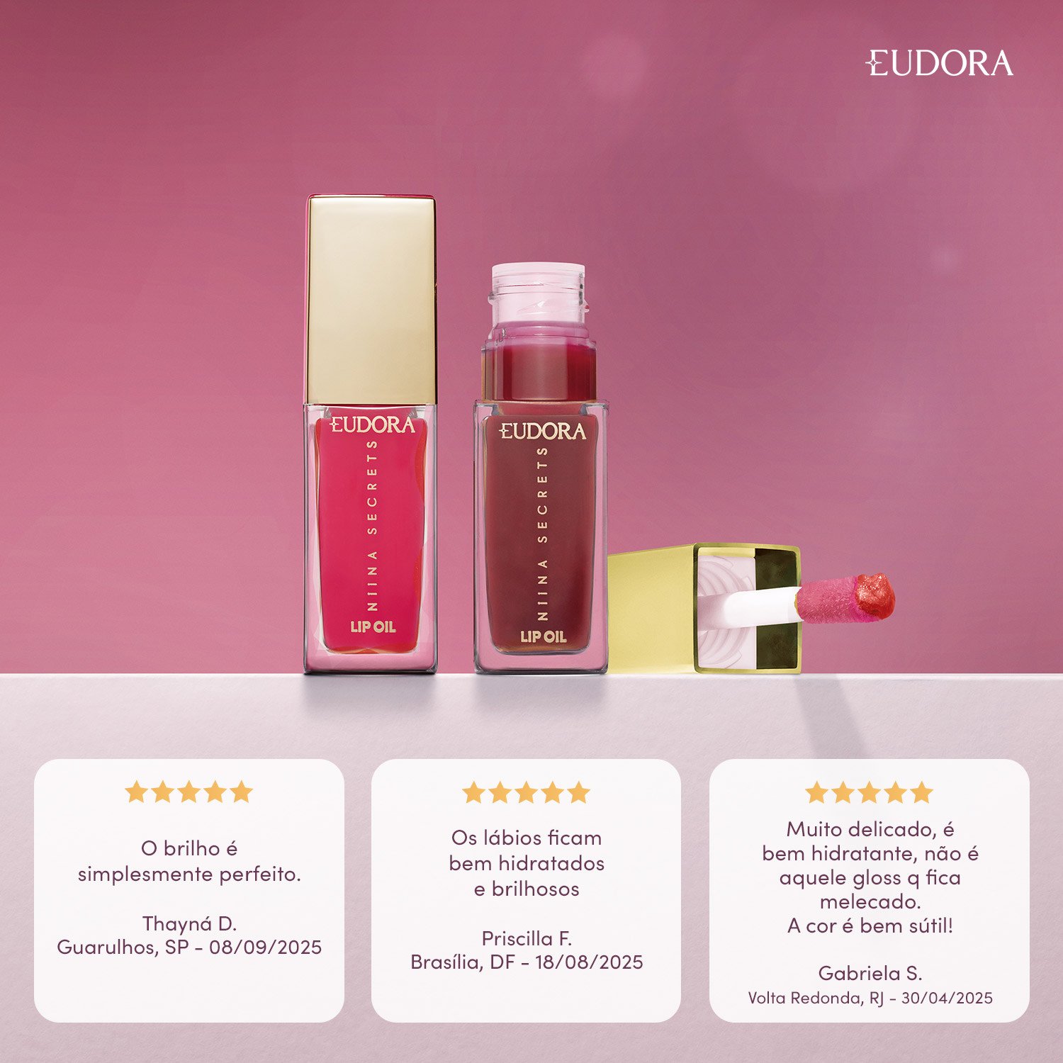 Lip Oil Shine Flowers Rosa Magnífica Niina Secrets 7ml Rosa Magnífica 5