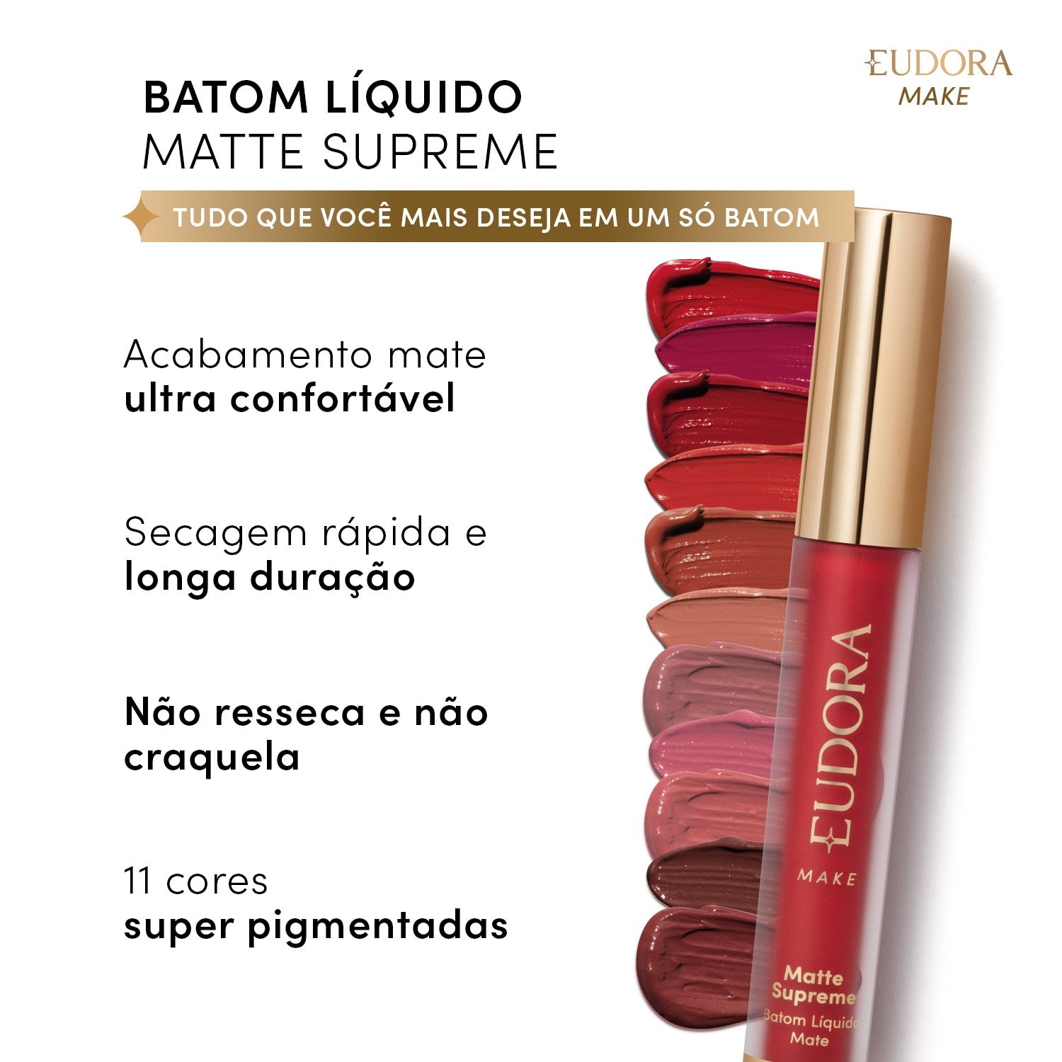 Eudora Make Batom Líquido Matte Supreme Nude Desejo 4ml Nude Desejo 2