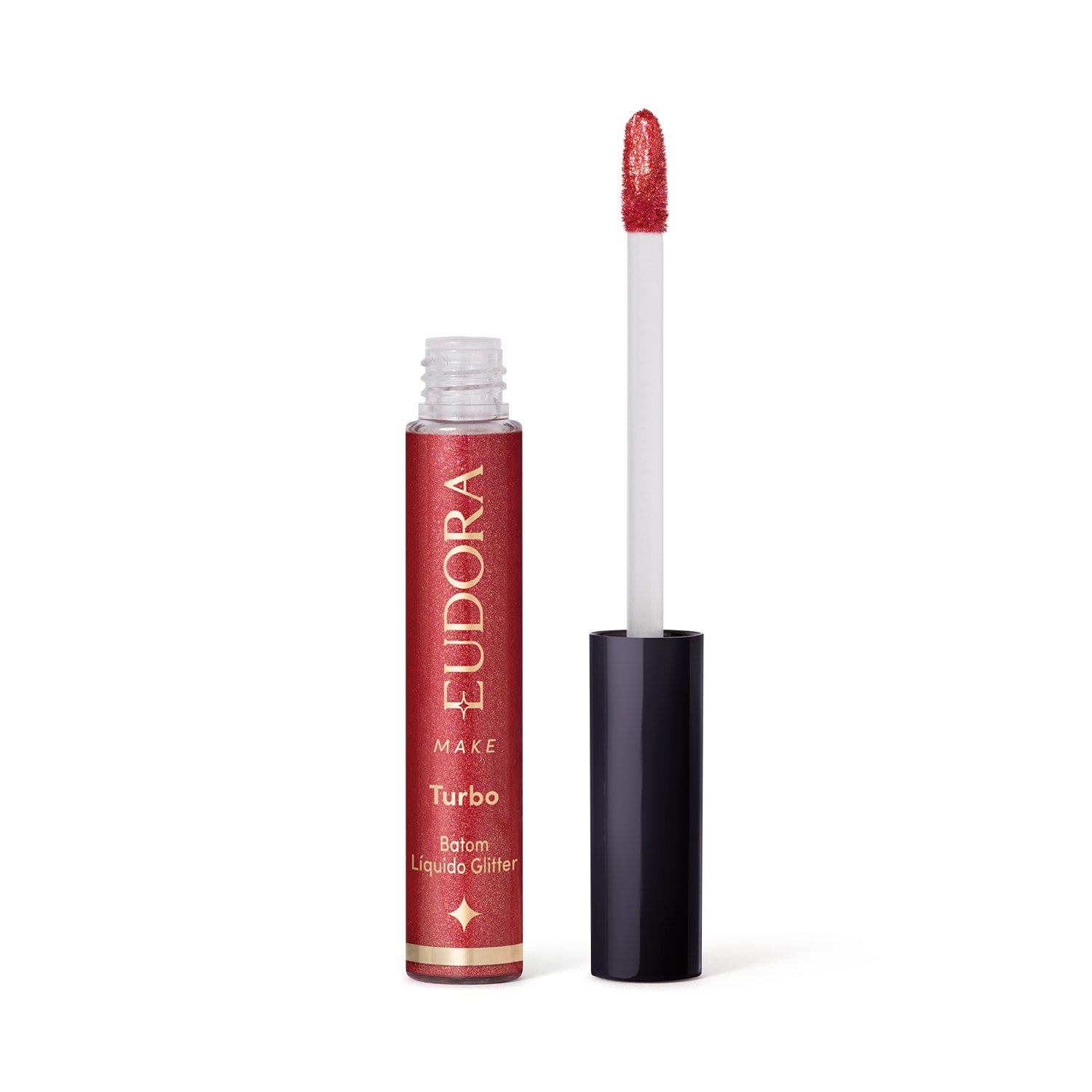 Eudora Make Batom Líquido Turbo Glitter Magic Vermelho 5,2ml