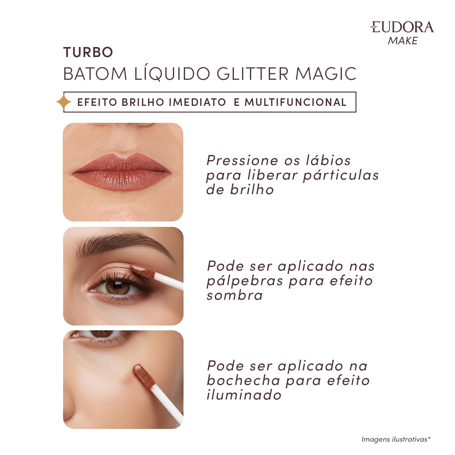 Eudora Make Batom Líquido Turbo Glitter Magic Nude 5,2ml Magic Nude 4