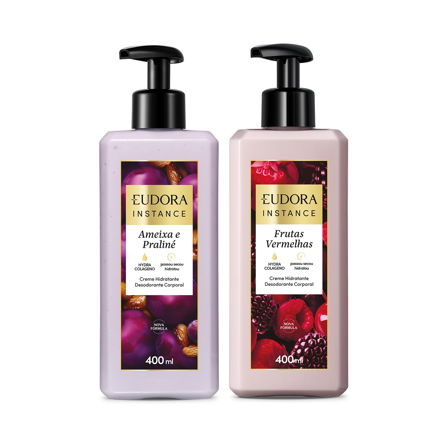 Combo Creme Corporal Instance: Ameixa e Praliné 400ml + Frutas Vermelhas 400ml ÚNICO 1