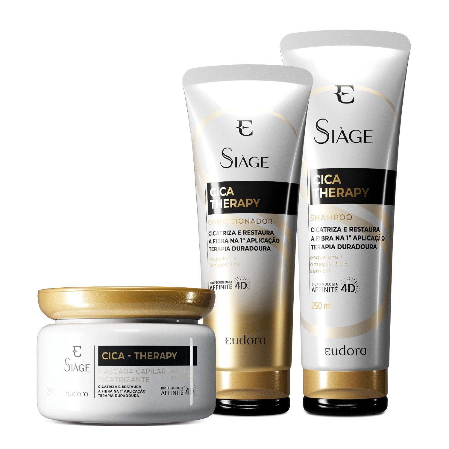 Eudora Kit Siàge Cica-Therapy: Shampoo 250ml + Condicionador 200ml + Máscara Capilar 250g ÚNICO 1